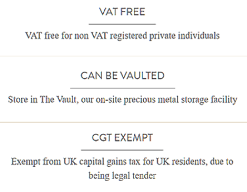 This image provides the legal benifits when investing in gold bullion for examoke: VAT FREE