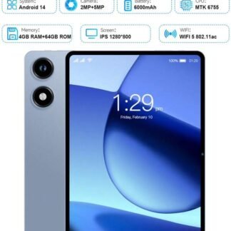 Qetupa 10.1" Android 14 Tablet, 3GB RAM+64GB ROM, MTK 6755, Quad-Core 1.3GHZ