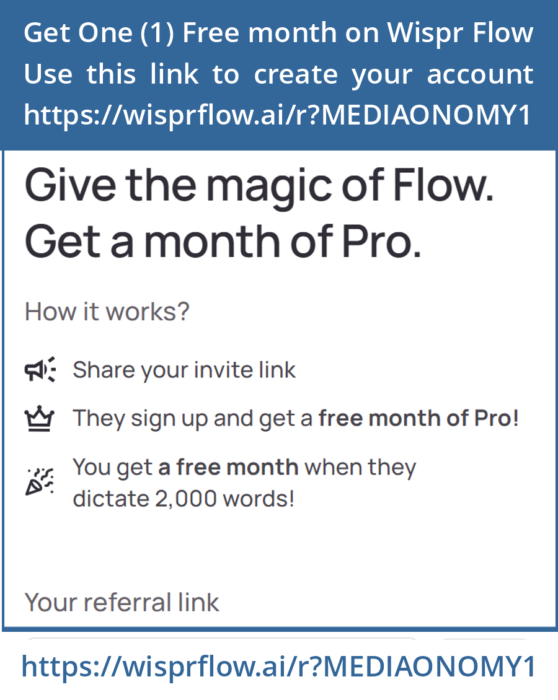 The listed price of Image is an offer for 100% Free account on Wispr Flow fir 1 month. This image is worth 1 Free month